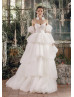 Strapless Ivory Pleated Tulle Layered Wedding Dress Strapless Ivory Pleated Tulle Layered Wedding Dress